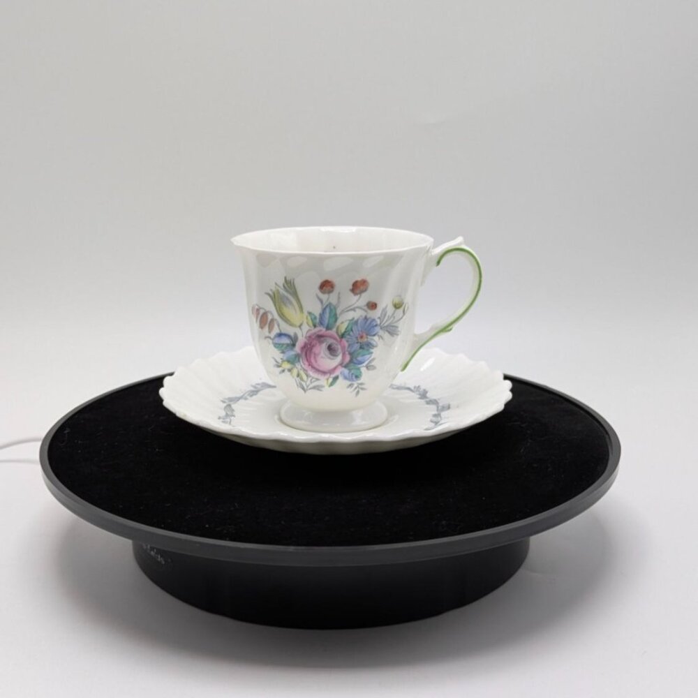 Royal Doulton Chelsea Rose Fine Bone China Demitasse Cup & Saucer Floral White